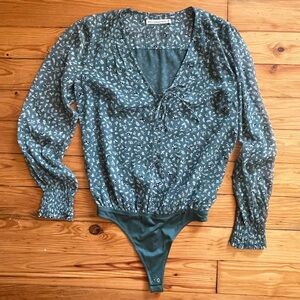 Abercrombie Green Long Sleeve Bodysuit